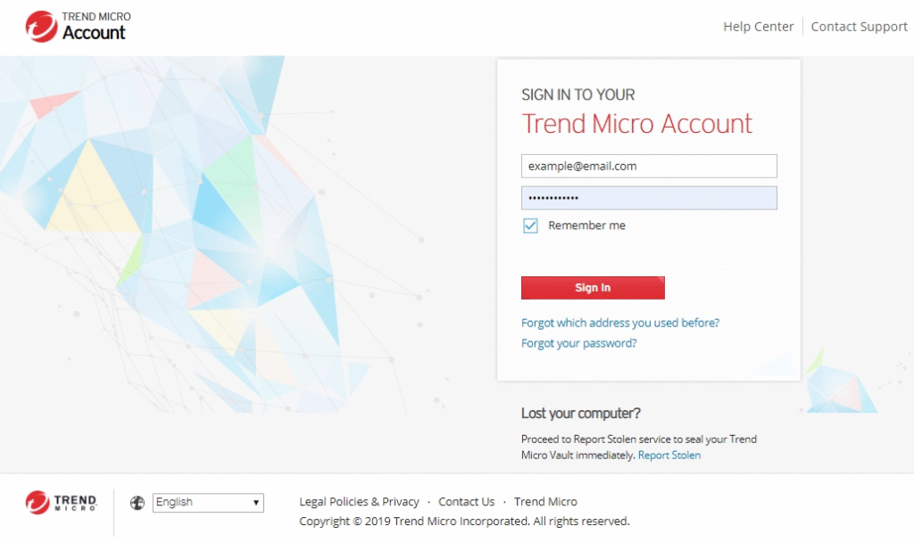Trend MIcro Sign in